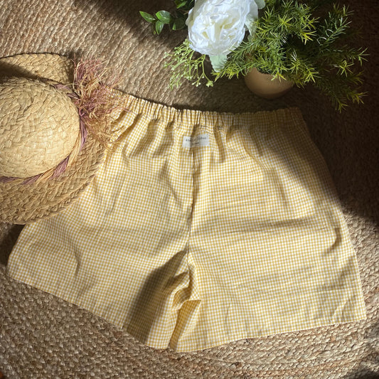 Short en coton vichy jaune